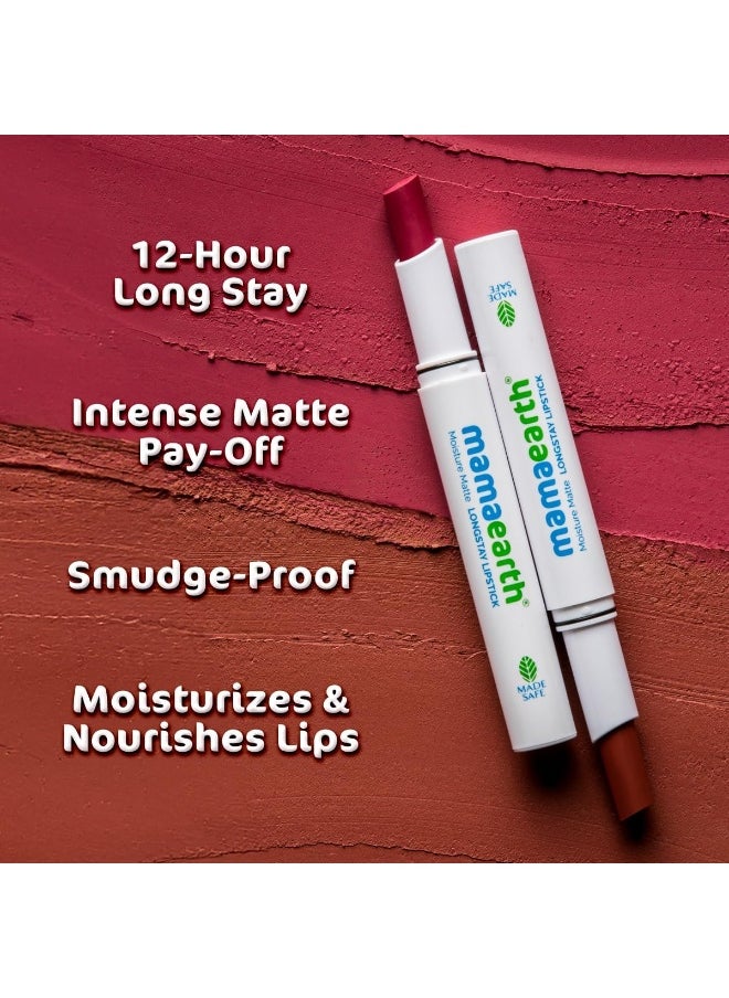 Mamaearth Moisture Matte Longstay Lipstick With Avocado Oil And Vitamin E For 12 Hour Long Stay 02 Plum Punch 2 G  - Image 3