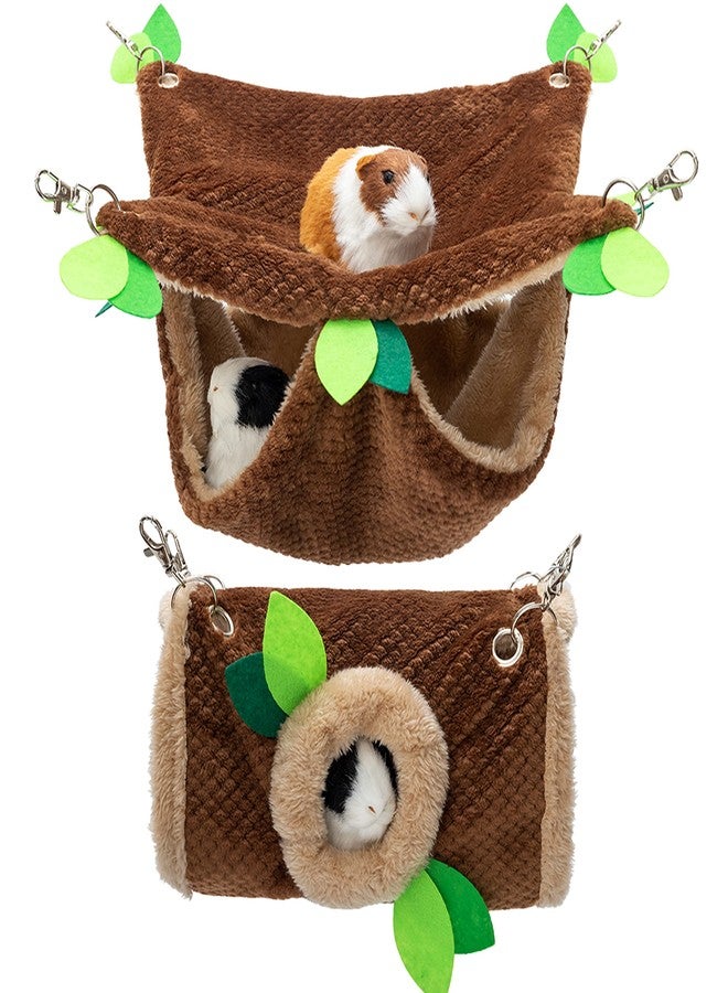 PAWNISAW Guinea Pig Hideout - Fleece Rat Tunnel & Hammock Set House Cage Accessories for Chinchilla Hamster Hedgehog Squirrel Small Animals for Playing Sleeping - Image 1