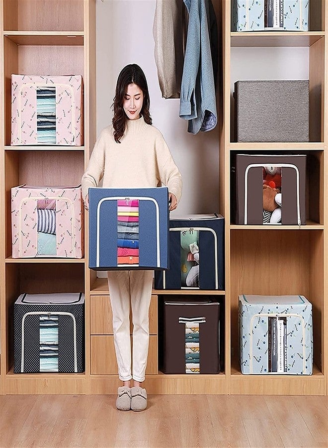 Kresal Storage Bins Boxes, Foldable Stackable Container Organizer Metal Frame Basket Set with Large Clear Window & Carry Handles for Bedding,Clothes,Closets, Bedrooms(Multi Color And Design) - Image 5