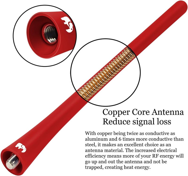 ONE250 7-Inch Flexible Antenna for Ford F-Series and Other Models - Optimized FM/AM Reception (Red) - Image 3