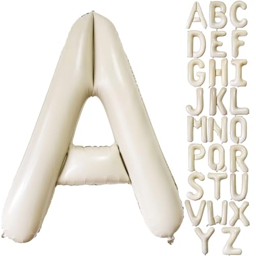 Lovoir Cream White Letter A Balloons 40 Inch Giant Letter Balloons A Foil Mylar Helium White Letter Balloons for Birthday Party Supplies Anniversary Event Celebration Decorations Alphabet White A - Image 1