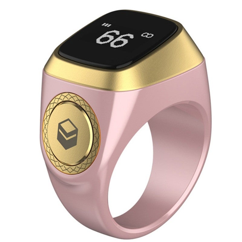Smart Ring With 0.49-Inch OLED Display CNC Button Electronic Counter - BLE5.1 App Sync 3-Days Battery Life Metal Counter For Accurate Prayer Tracking - Image 1