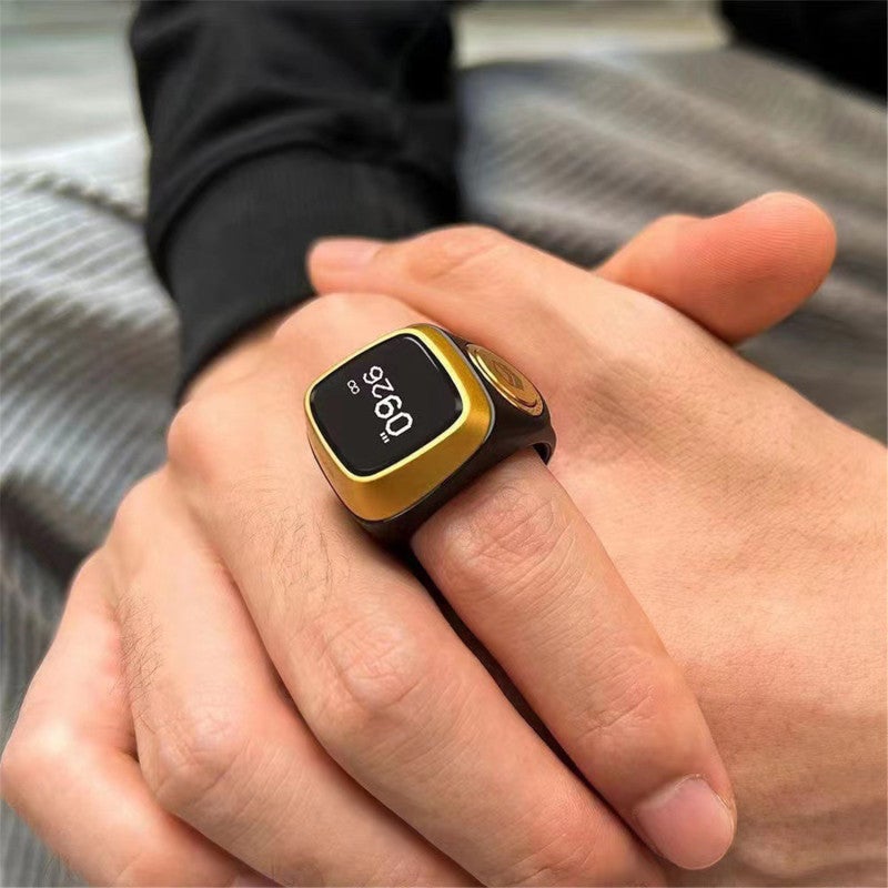 Smart Ring With 0.49-Inch OLED Display CNC Button Electronic Counter - BLE5.1 App Sync 3-Days Battery Life Metal Counter For Accurate Prayer Tracking - Image 2