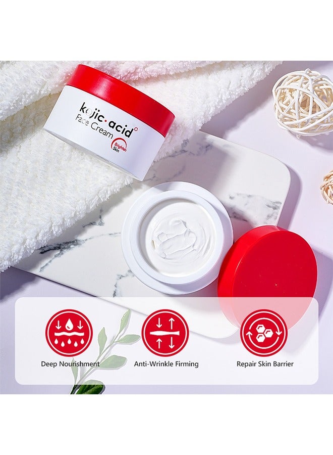 Kojic Acid Face Cream 50g,Deep Nourishment Anti Wrinkle Firming Repair Skin Barrier, Improve And Repair Damaged Skin Mildly Whiten Fix Wrinkles, Spots Or Acne Scars In A Effective Way - Image 4