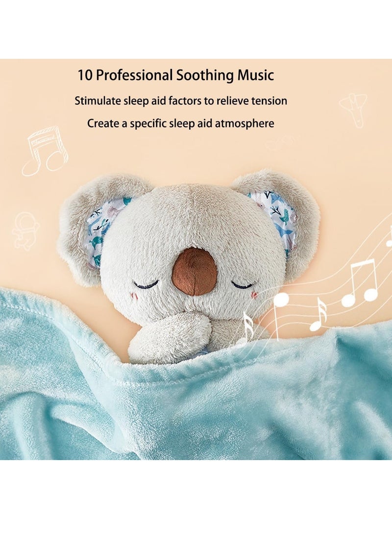 SYOSI Soothing Toy Koala Bear with 5 white noise and 10 soothing music, Sleep Soother Anxiety Relief Koala, Portable Plush Toy With Music Lights Rhythmic Breathing Motion Gray - Image 3
