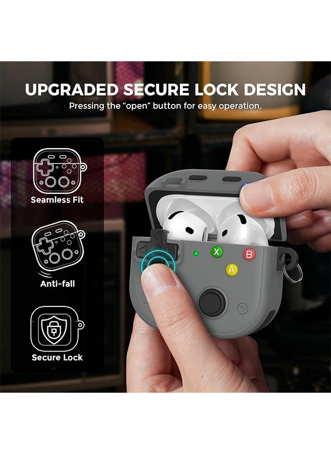 Generic - Airpods 4 case with Secure Lock Clip,Game Player Design,Soft Silicone Case for Airpods 4,Protective Cover For Airpods 4 with Cleaner Kit and Keychain - Image 1