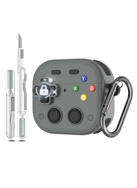 Airpods 4 case with Secure Lock Clip,Game Player Design,Soft Silicone Case for Airpods 4,Protective Cover For Airpods 4 with Cleaner Kit and Keychain
