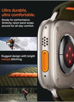 Spigen Lite Fit Ultra Band for Apple Watch Band for Apple Watch Ultra 2 / Watch Ultra (49mm), Series 8/7 (45mm), Series SE2/6/SE/5/4 (44mm) and Series 3/2/1 (42mm) Nylon Solo Loop - Khaki  - Image 5