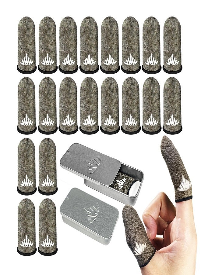 JWH Ultra-Thin Pure Silver Fiber Gaming Finger Thumb Sleeve, Silky Sensitivity,20 Pack Guantes para Dedos dedales Gamer profesionales,with 2 pcs Storage Box,Dedales Gamer,for PUBG Gaming Cots Gloves - Image 1