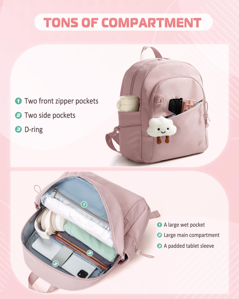Smasrob Women Mini Backpack with Wet Pocket and RFID Blocking Pocket, Small Backpack Purse for Gym, Work, College or Travel, Pink - Image 3