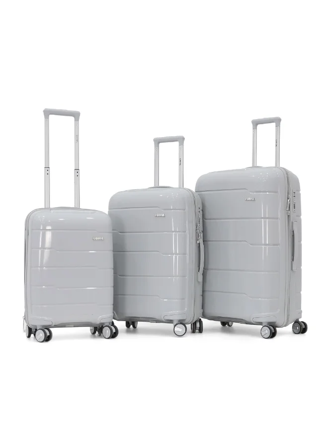 CAPITAL CAPITAL 3-Piece Hard-Side Polypropylene Luggage Set – Lightweight, Durable, Spinner Trolley with TSA Lock,D.Grey (S-20",M-24",L-28")