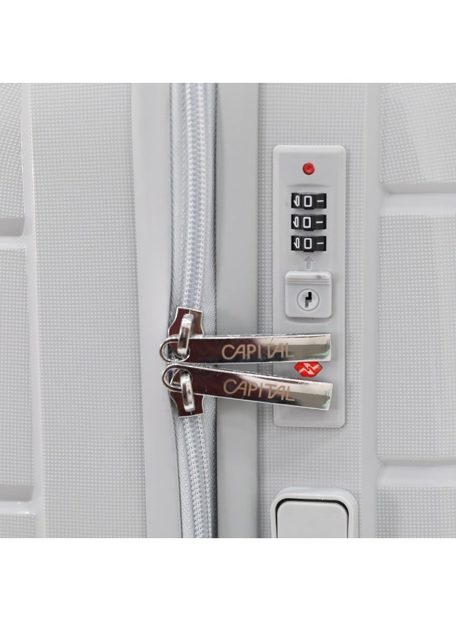 CAPITAL مجموعة حقائب سفر صلبة من بولي بروبيلين 3 قطع - خفيفة الوزن، متينة، عربة دوارة مع قفل TSA، رمادي داكن (ص-20 بوصة، م-24 بوصة، ل-28 بوصة) - Image 5