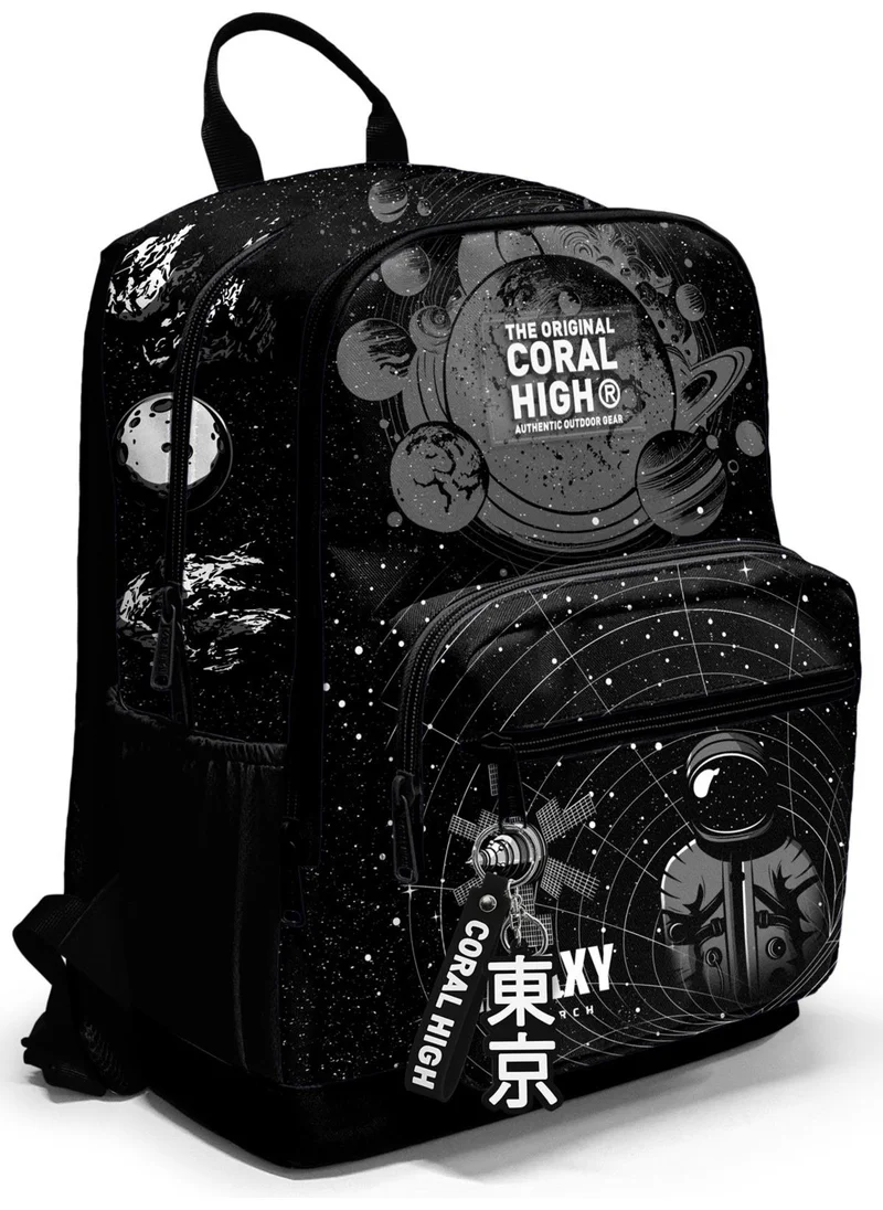 CORAL HIGH Black Galaxy Patterned School Backpack 23644