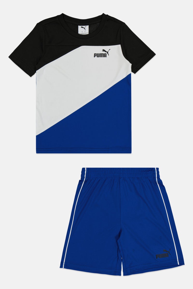 PUMA Kids Boy 2 Pieces Brand Logo Short Sleeve T-Shirts And Shorts, Multicolor - Image 3