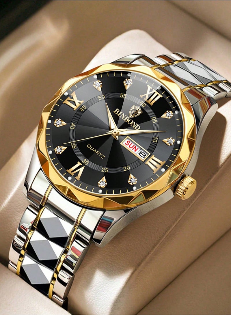 بينبوند ساعات رجالية كوارتز ساعة أفضل ماركة فاخرة موضة مقاومة للماء أسبوع تاريخ ساعة رياضية رجالية ساعة يد رجالية من الفولاذ المقاوم للصدأ - Image 1