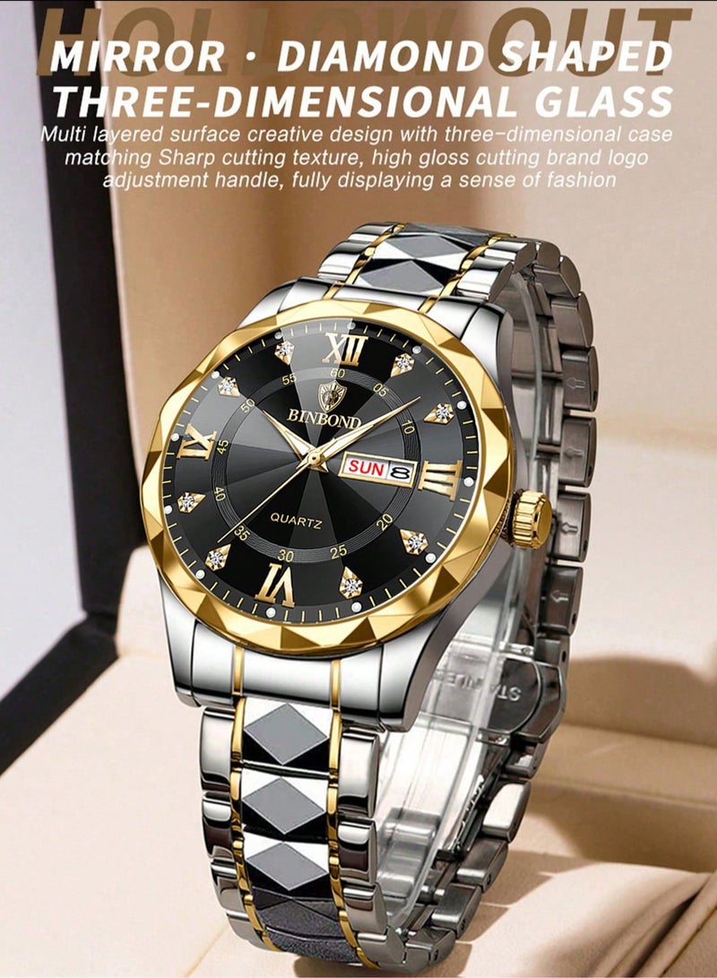 بينبوند ساعات رجالية كوارتز ساعة أفضل ماركة فاخرة موضة مقاومة للماء أسبوع تاريخ ساعة رياضية رجالية ساعة يد رجالية من الفولاذ المقاوم للصدأ - Image 3