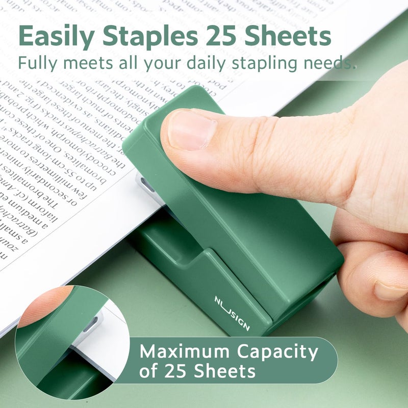 NUSIGN Mini Stapler with 830 Staples, Small Cute Desk Staplers, 25 Sheet Capacity, Green - Image 2