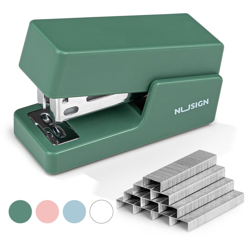 NUSIGN Mini Stapler with 830 Staples, Small Cute Desk Staplers, 25 Sheet Capacity, Green - Image 1