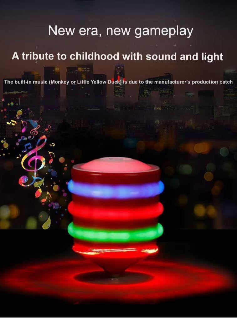 لعبة دوامة خشبية مطورة للأولاد | أضواء LED ملونة وموسيقى | جيروسكوب توازن كهربائي | دوامة دوارة متلألئة للأطفال والبالغين | مادة ABS متينة | 72 نوع من الأضواء وتأثيرات صوتية ديناميكية - Image 4
