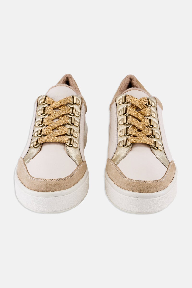 GEOX Women Leelu Lace Up Casual Shoes, Off White - Image 4