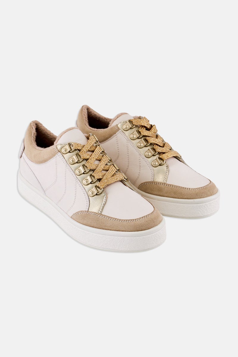 GEOX Women Leelu Lace Up Casual Shoes, Off White - Image 1