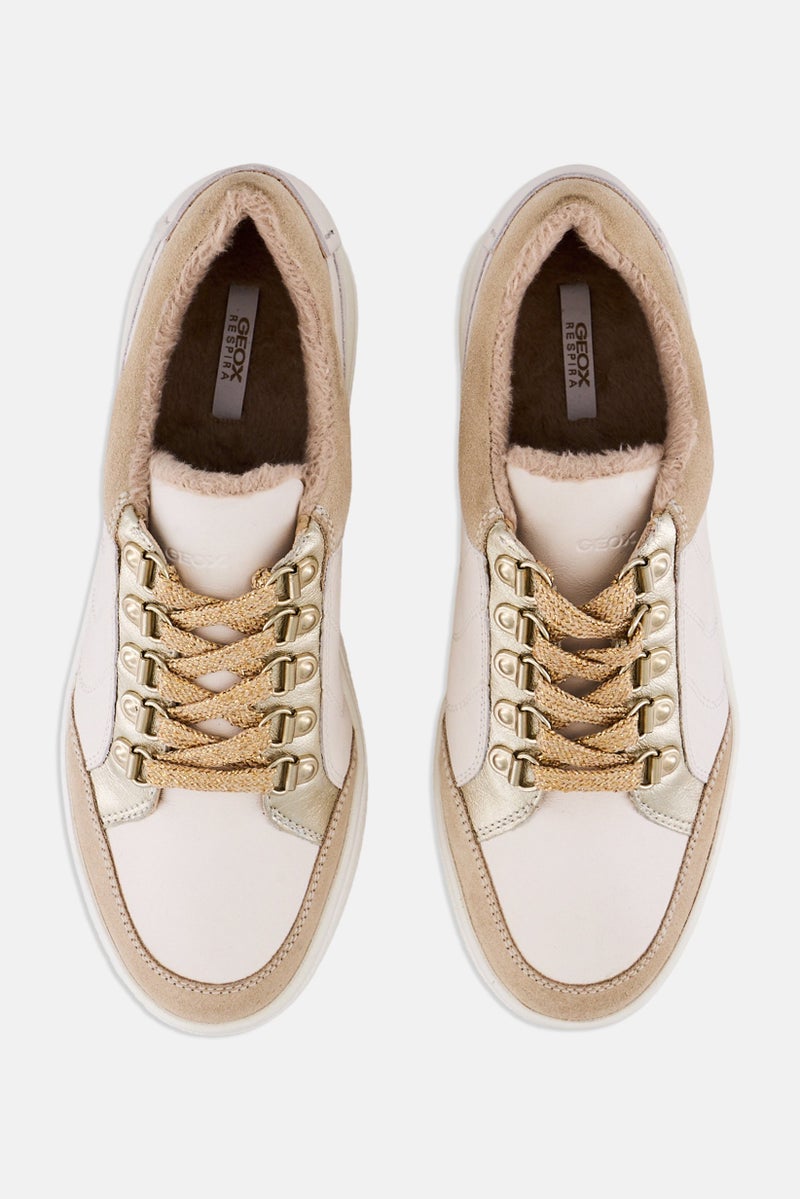 GEOX Women Leelu Lace Up Casual Shoes, Off White - Image 3