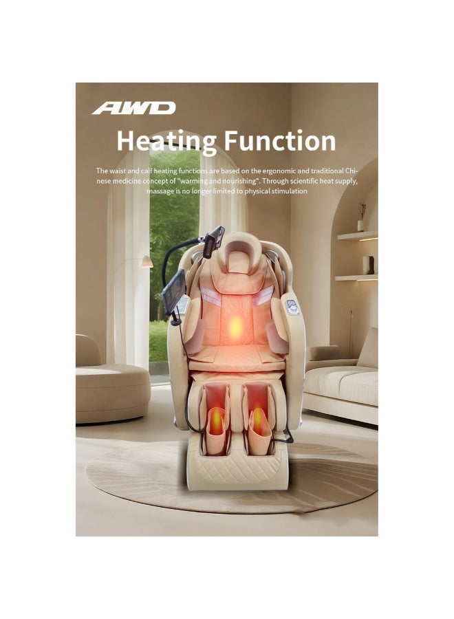 AWD كرسي مساج كامل الجسم 2D مع وسائد هوائية بتقنية انعدام الجاذبية، شحن لاسلكي، مكبرات صوت بلوتوث، حامل موبايل، مساج للورك من الرأس إلى القدم، ضمان لمدة 2 سنوات - Image 5