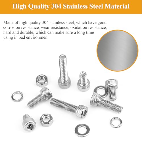 Sutemribor 55 Pieces M5 x 16mm Socket Head Cap Screws, Thread Pitch 0.8mm, Sutemribor M5 Screws, 304 Stainless Steel, Fully Threaded, Silver - Image 2