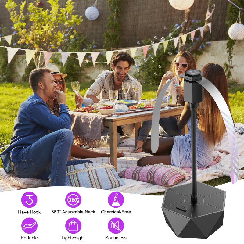 PIMAG Fly Fans for Tables, Fly Repellent Fan Outdoor Indoor Keep Flies Away, Fly Repellent Fans for Tables with Holographic Blades for Picnic, Party, Restaurant, Kitchen, and BBQ, 4 Pack Black - Image 2
