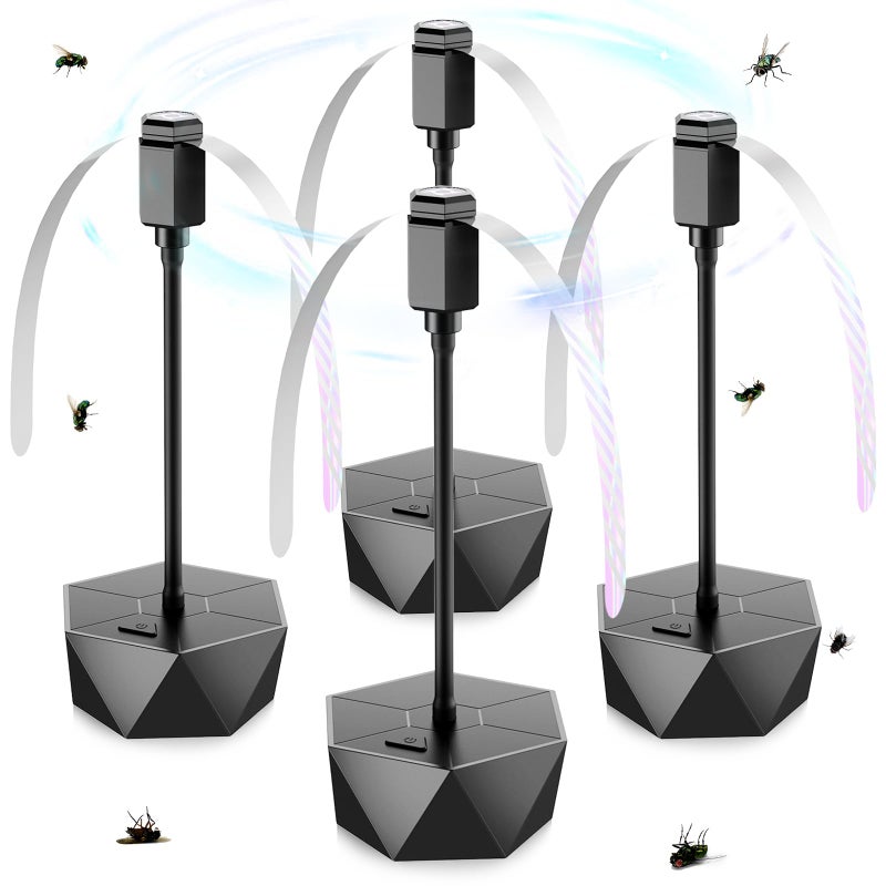 PIMAG Fly Fans for Tables, Fly Repellent Fan Outdoor Indoor Keep Flies Away, Fly Repellent Fans for Tables with Holographic Blades for Picnic, Party, Restaurant, Kitchen, and BBQ, 4 Pack Black - Image 1