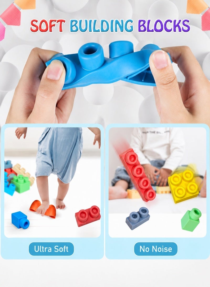 GOOGO Building Blocks Set for Kids,50 Pieces Food-Grade Soft TPE Material,Educational Toys for Boys and Girls,with Storage Box,Excellent Gift for Children - Image 3