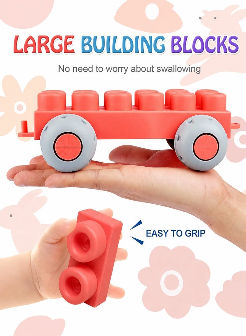 GOOGO Building Blocks Set for Kids,50 Pieces Food-Grade Soft TPE Material,Educational Toys for Boys and Girls,with Storage Box,Excellent Gift for Children - Image 5