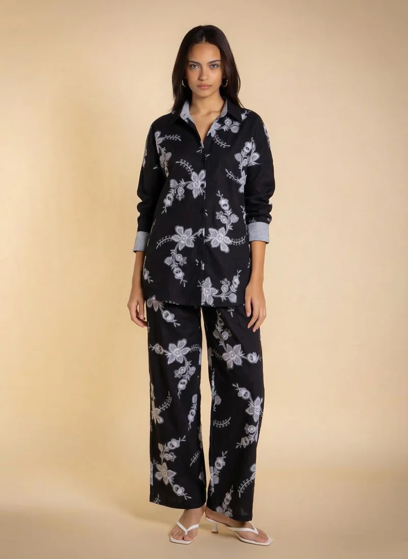 شايبس PRINTED LINEN BLEND SHIRT SET
