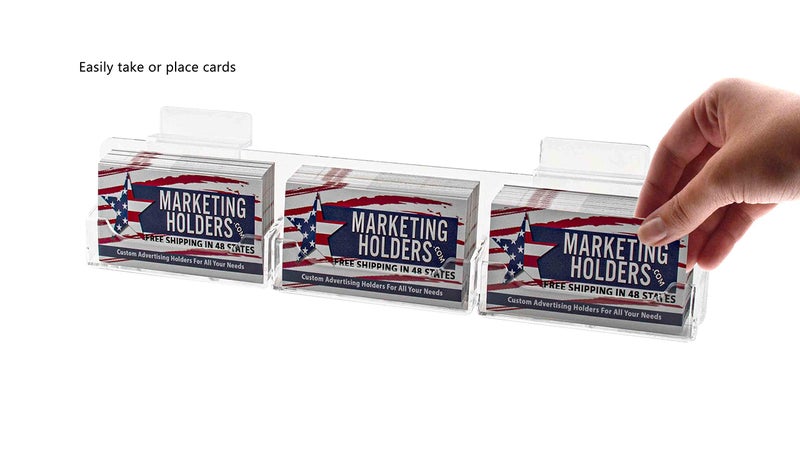 Marketing Holders Slatwall Business Card Holder 3 Pocket Organizer for Displaying 3.5" x 2" Contact Cards at Trade Shows and Expos Clear Acrylic Space Saving Rack - Image 5