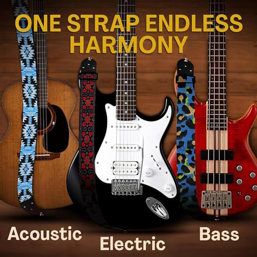 MOCKING BIRD Guitar Strap for Acoustic Adjustable Buckle Electric Guitar Strap Polyester Guitar Belt For Acoustic/Bass/Electric Guitars (Blue Dog) - Image 5