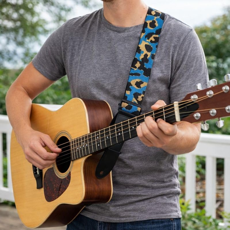 MOCKING BIRD Guitar Strap for Acoustic Adjustable Buckle Electric Guitar Strap Polyester Guitar Belt For Acoustic/Bass/Electric Guitars (Blue Dog) - Image 2