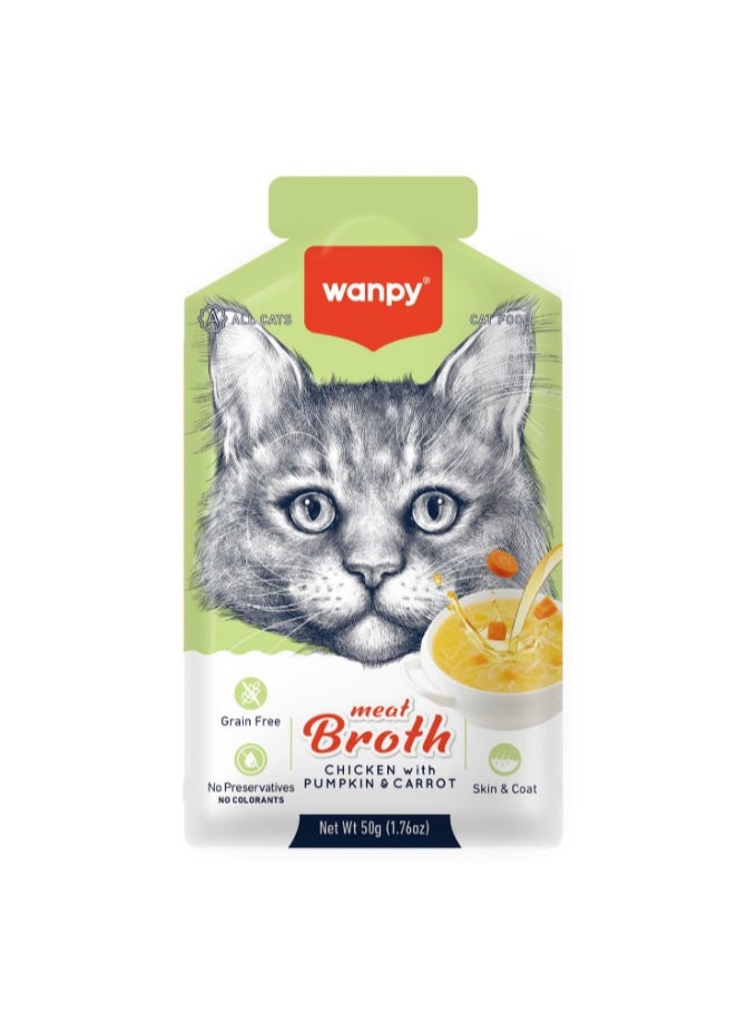 Wanpy Wanpy Meat Broth for Cats – Chicken with Pumpkin & Carrot, 50g 