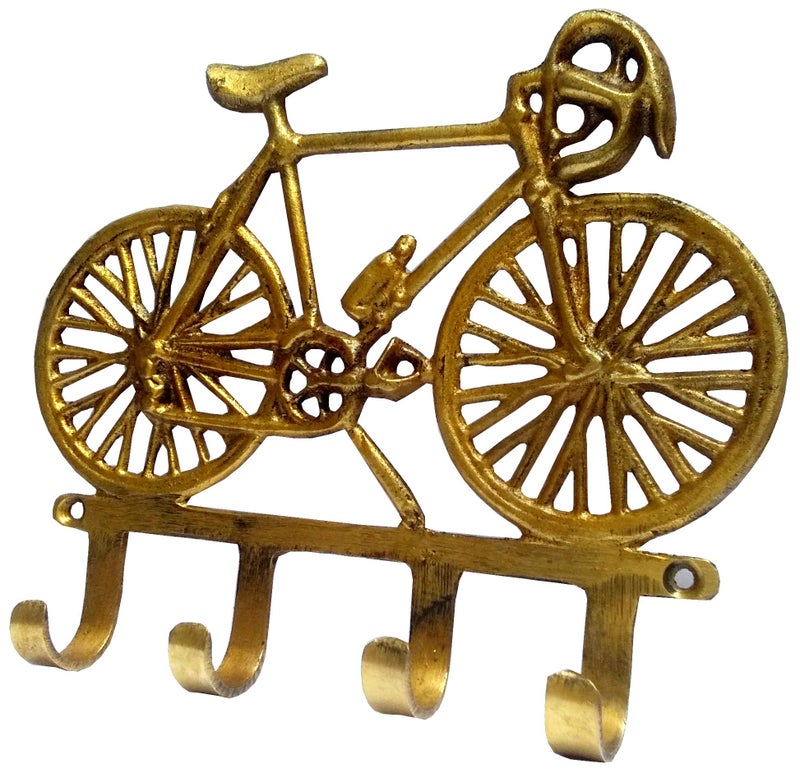 Purpledip Brass Wall Hooks 'My-Cycle': Vintage Design Decorative Hanger (11820) - Image 5