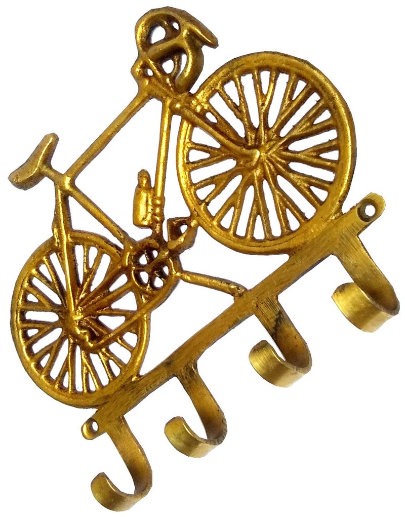 Purpledip Brass Wall Hooks 'My-Cycle': Vintage Design Decorative Hanger (11820) - Image 4