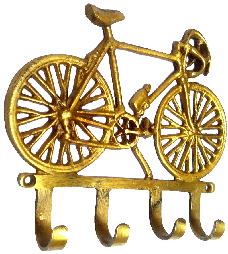 Purpledip Brass Wall Hooks 'My-Cycle': Vintage Design Decorative Hanger (11820) - Image 3