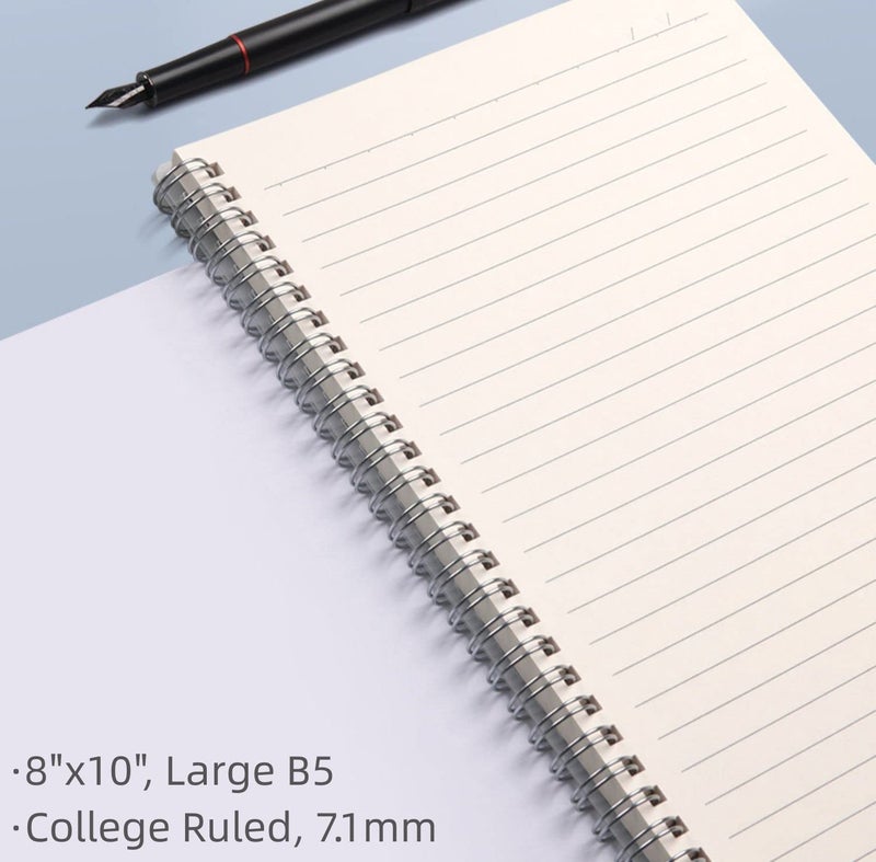 Amanple Spiral Notebook, College Ruled Notebook Journal, 4 Pack Large B5 Lined Notebooks for Work, School, Notes Taking, 8" x 10" Subject Notebook, 560 Thick Paper, 24pcs Index Tabs, Assorted Pastel Notebook - Image 3