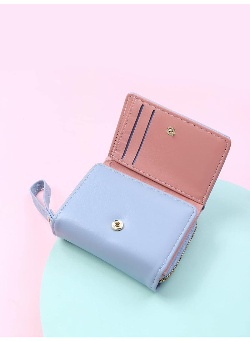 zoba Elegant women's multi-compartment wallet with zipper and magnetic closure – luxurious modern design – soft faux leather resistant to daily wear – smart organization of cards, cash and coins with space for cards and ID (light blue color) - Image 5