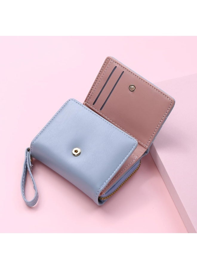 zoba Elegant women's multi-compartment wallet with zipper and magnetic closure – luxurious modern design – soft faux leather resistant to daily wear – smart organization of cards, cash and coins with space for cards and ID (light blue color) - Image 4