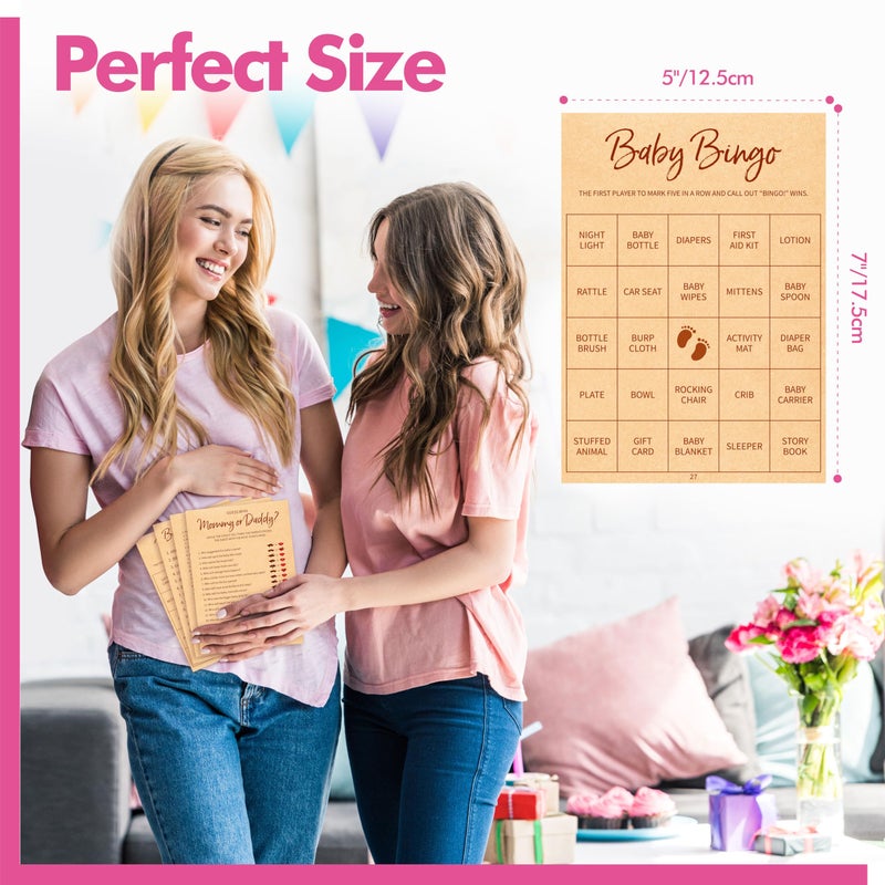 Gethelud Baby Shower Game Set, Gender Neutral Bingo Game/Guess Who Mommy or Daddy/Word Scramble/Baby Trivia Fact Cards for Guest, Bridal Wedding Shower - Image 2