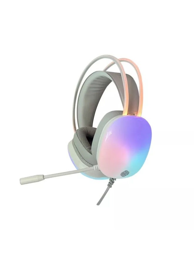 k Gaming KGaming K99 Virtual 7.1 USB Gaming Headset with RGB Lighting and Noise Cancelling Microphone - White - Image 1