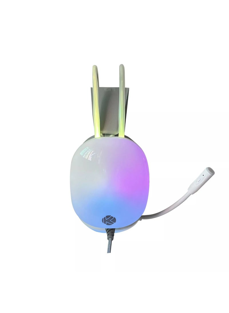 k Gaming KGaming K99 Virtual 7.1 USB Gaming Headset with RGB Lighting and Noise Cancelling Microphone - White - Image 2