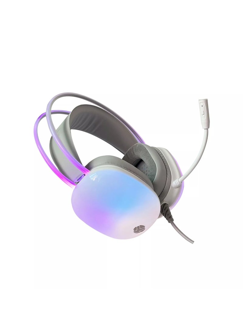 k Gaming KGaming K99 Virtual 7.1 USB Gaming Headset with RGB Lighting and Noise Cancelling Microphone - White - Image 3