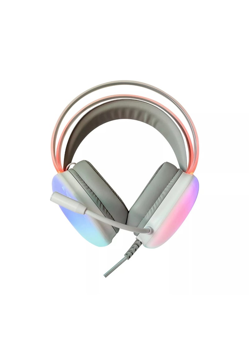k Gaming KGaming K99 Virtual 7.1 USB Gaming Headset with RGB Lighting and Noise Cancelling Microphone - White - Image 4