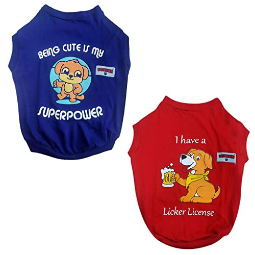 FETCHER Ink Blue And Bright Red T-Shirt For Dogs And Cats (24" Xxxl), Pack Of 1 - Image 1