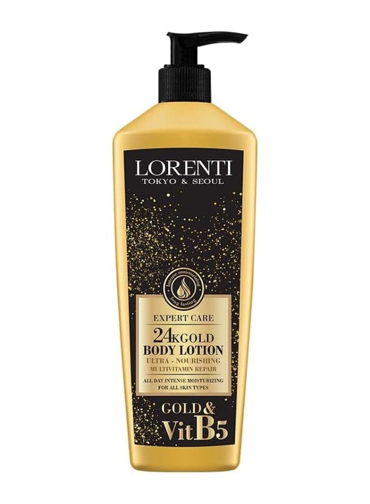 لورنتي لوشن لورنتي للجسم | لوشن للجسم بذهب عيار 24 | لوشن مغذي للغاية متعدد الفيتامينات لإصلاح البشرة 400 مل - Image 1
